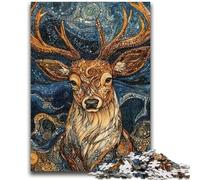 Puzzle da 1000 pezzi per adulti, regali, pittura a olio di cervi per età 14+, difficili da completare ma divertenti e umoristici, fantastici regali e giocattoli 26x38cm