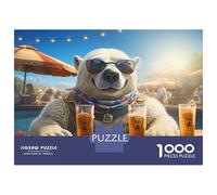 Puzzle Da 1000 Pezzi Per Adulti, Regali Polar Bear Drinks at Beach Bar Puzzle Per Adulti, Gioco Rompicapo, Analisi E Logica, Regalo Di Compleanno, Regali, 52x38cm/1000pcs