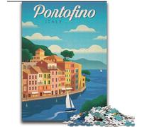 Puzzle da 1000 pezzi per adulti, regali Portofino, aiuta il cervello a esercitare giocattoli avvincenti per coltivare la pazienza, collezione di artisti, belle arti 38x52cm