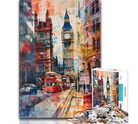 Puzzle da 1000 pezzi per adulti, regali, puzzle acquerello di Londra, Big Ben, giochi educativi, decorazioni per la casa, adatti per la decorazione della scrivania (dimensioni 75x50cm)