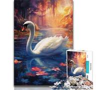Puzzle da 1000 pezzi per adulti regali puzzle per adulti con cigno psichedelico per ammazzare il tempo durante le vacanze con pezzi completamente interconnessi e di forma casuale 38x26cm