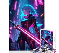 Puzzle da 1000 pezzi per adulti regali ragazza anime cyberpunk con spada al neon giocattolo decorazione da parete regalo per compleanni gioco per famiglie interessante riduzione dello stress 38x52cm