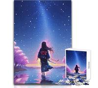Puzzle da 1000 pezzi per adulti, regali, ragazza anime in kimono che guarda il cielo, giochi educativi, attività per la famiglia, regali di compleanno, dimensioni 38x52cm