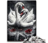Puzzle da 1000 pezzi per adulti, regali, rosa e cigno bianco, giocattoli educativi per l'apprendimento, giochi per famiglie, adatti per la decorazione del desktop, 26x38cm