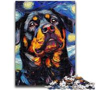 Puzzle da 1000 pezzi per adulti, regali Rottweiler Night Sky, gioco stimolante, ideale come regalo per tutta la famiglia, 26x38cm