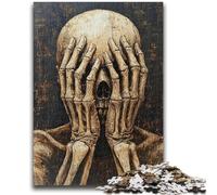 Puzzle da 1000 pezzi per adulti, regali Scheletro che si copre il volto, puzzle per adulti, gioco impegnativo per tutti, per donne, regali per uomini (38x26cm)