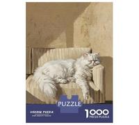 Puzzle Da 1000 Pezzi Per Adulti, Regali Sleeping White Cat on Striped Couch Puzzle Per Adulti, Giocattolo, Decorazione Da Parete, Decorazione Perfetta, Impegnativo Da Completare 70x50cm/1000pcs