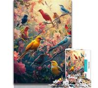 Puzzle da 1000 pezzi per adulti, regali sul mondo dei fiori e degli uccelli, antistress, per ammazzare il tempo in casa, con poster abbinato e foglio di quiz (38x26cm)