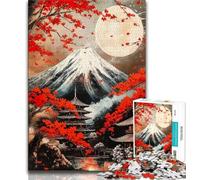 Puzzle da 1000 pezzi per adulti, regali sul Monte Fuji, Giappone, antistress, per ammazzare il tempo in casa, con poster abbinato e foglio di quiz (75x50cm)