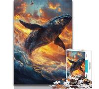 Puzzle da 1000 pezzi per adulti, regali, tramonto sulla balena, gioco per famiglie, antistress, sfida difficile, migliora l'amore tra coppie (38x26cm)