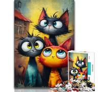 Puzzle da 1000 pezzi per adulti, regali Tre gatti, giochi divertenti per famiglie, attività divertenti a casa, regalo di compleanno, regali da viaggio (38x26cm)