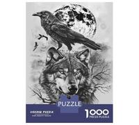 Puzzle Da 1000 Pezzi Per Adulti, Regali Wolf Raven Moon Tattoo Design Puzzle Per Adulti, Giocattoli Antistress, Gara Di Velocità Manuale, Sfida Educativa 52x38cm/1000pcs