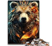 Puzzle da 1000 pezzi per adulti, regalo a forma di fiore e orso bruno, adatti dai 14 anni in su, giochi educativi per la casa, giocattoli fai da te, opere d'arte, regalo 26x38cm