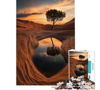 Puzzle da 1000 pezzi per adulti regalo albero riflesso in una pozza nel deserto gioco educativo gioco intellettuale opera d'arte regalo attività per famiglie (dimensioni 38x52cm)