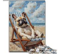 Puzzle da 1000 pezzi per adulti, regalo Bulldog sulla spiaggia, giocattoli educativi per l'apprendimento, giochi per famiglie, regali di compleanno unici dimensioni 26x38cm
