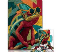 Puzzle da 1000 pezzi per adulti, regalo Camaleonte con gli occhiali, aiuta il cervello ad allenarsi, giocattoli avvincenti per coltivare la pazienza, regalo per compleanni, 75x50cm