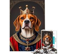 Puzzle da 1000 pezzi per adulti regalo cane Beagle re gioco pratico gioco stimolante giocattolo regalo di compleanno difficile (dimensioni 38x52cm)