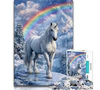 Puzzle da 1000 pezzi per adulti, regalo cavallo bianco arcobaleno, gioco educativo per famiglie, decorazione da parete, regali unici per compleanno e Natale, 50x75cm