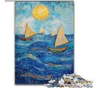 Puzzle da 1000 pezzi per adulti, regalo con barca a vela dipinta a olio, giocattoli educativi ideali come regalo per tutta la famiglia dai 14 anni in su (dimensioni 50x75cm)
