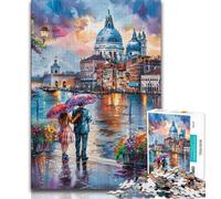 Puzzle da 1000 pezzi per adulti, regalo con grazioso paesaggio urbano ad acquerello, giochi educativi, decorazione per la casa, ideale come regalo per tutta la famiglia (38x26cm)
