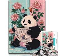 Puzzle da 1000 pezzi per adulti, regalo con panda che legge il giornale, antistress, giocattoli per la casa, decorazioni per la casa (dimensioni 75x50cm)