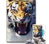 Puzzle da 1000 pezzi per adulti, regalo con ritratto di tigre, gioco per famiglie, antistress, sfida difficile, migliora l'amore tra coppie (75x50cm)