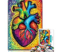 Puzzle da 1000 pezzi per adulti, regalo, cuore colorato, puzzle da 1000 pezzi, antistress, sfida difficile, adatto per la decorazione della scrivania (dimensioni 38x26cm)