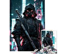 Puzzle da 1000 pezzi per adulti regalo Cyberpunk Ninja in un paesaggio urbano al neon difficile e stimolante decorazione per la casa giocattolo educativo per ragazzi dai 14 anni in su (38x52cm)