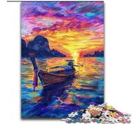 Puzzle da 1000 pezzi per adulti, regalo, dipinto a olio di una barca in mare, gioco per famiglie e decorazioni per la casa uniche, regalo per bambini dai 14 anni dimensioni 26x38cm