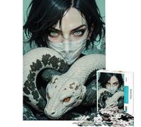 Puzzle da 1000 pezzi per adulti regalo donna con serpente e maschera difficile e stimolante decorazione artistica per la casa giocattolo educativo per ragazzi dai 14 anni in su (38x26cm)