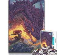 Puzzle da 1000 pezzi per adulti, regalo "Drago misterioso", antistress, per ammazzare il tempo in casa, con poster abbinato e foglio di quiz (75x50cm)