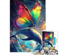 Puzzle da 1000 pezzi per adulti regalo farfalla arcobaleno e delfino puzzle da 1000 pezzi decorazione per la casa antistress regalo di Natale e compleanno (38x26cm)