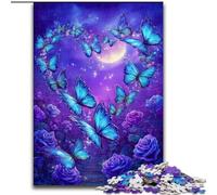 Puzzle da 1000 pezzi per adulti, regalo farfalla blu, gioco per famiglie e arredamento unico per la casa e regali per 14 anni dimensioni 50x75cm