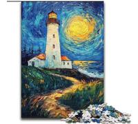 Puzzle da 1000 pezzi per adulti, regalo "Faro sotto il cielo notturno", giocattolo educativo intellettuale decompressivo, ideale come regalo per tutta la famiglia (dimensioni 50x75cm)