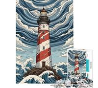 Puzzle da 1000 pezzi per adulti regalo faro su costa rocciosa con onde gioco pratico per adulti decorazione per la casa regalo di compleanno regali (dimensioni 38x52cm)