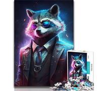 Puzzle da 1000 pezzi per adulti, regalo Gangster Raccoon in abito, puzzle da 1000 pezzi, migliora l'amore tra coppie dai 14 anni in su (dimensioni 38x26cm)