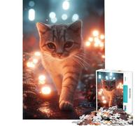 Puzzle da 1000 pezzi per adulti regalo Gatto a strisce in una foresta magica sfida impegnativa da completare gioco per famiglie dai 14 anni in su (38x26cm)