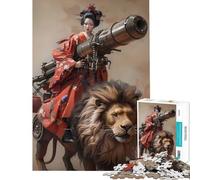 Puzzle da 1000 pezzi per adulti regalo Geisha Canone Leone gioco educativo gioco intellettuale opera d'arte regalo attività per famiglie (dimensioni 38x26cm)
