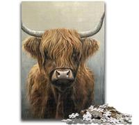 Puzzle da 1000 pezzi per adulti, regalo, giocattolo educativo per l'apprendimento, mucca delle Highlands, ideale come regalo per tutta la famiglia, 26x38cm