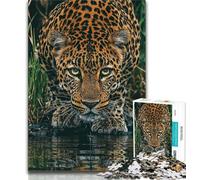 Puzzle da 1000 pezzi per adulti, regalo "Giungla Leopardo", antistress, per ammazzare il tempo in casa, con poster abbinato e foglio di quiz (75x50cm)