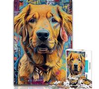 Puzzle da 1000 pezzi per adulti, regalo Golden Retriever dipinto a olio, giocattolo educativo intellettuale decomprimente, regalo di compleanno, regali 50x75cm