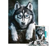 Puzzle da 1000 pezzi per adulti regalo Husky con occhi azzurri giocattolo educativo taglio di precisione regalo di Natale e compleanno (38x26cm)
