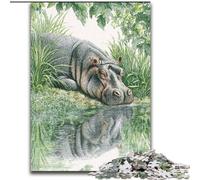 Puzzle da 1000 pezzi per adulti, regalo "Ippopotamo della giungla", analisi e logica con pezzi completamente interconnessi e di forma casuale, per bambini dai 14 anni in su (dimensioni 50x75cm)