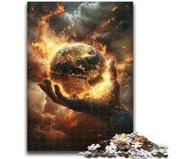 Puzzle da 1000 pezzi per adulti, regalo "La Terra nel palmo della tua mano", difficile da completare ma divertente e umoristico gioco educativo per il compleanno, 26x38cm