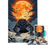 Puzzle da 1000 pezzi per adulti regalo lupo mannaro luna ululante gioco educativo gioco intellettuale opera d'arte regalo attività per famiglie (dimensioni 38x26cm)