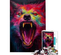 Puzzle da 1000 pezzi per adulti regalo lupo synthwave gioco educativo gioco intellettuale opera d'arte regalo attività per famiglie (dimensioni 50x75cm)