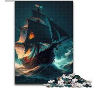 Puzzle da 1000 pezzi per adulti, regalo nave pirata, gioco per famiglie, antistress, sfida difficile, un'opera d'arte per bambini dai 14 anni in su (dimensioni 26x38cm)