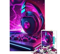 Puzzle da 1000 pezzi per adulti regalo Neon DJ gioco educativo gioco intellettuale opera d'arte regalo attività per famiglie (dimensioni 38x52cm)