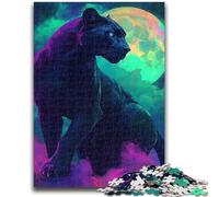 Puzzle da 1000 pezzi per adulti, regalo "Pantera nera sotto la luna", impegnativo da completare ma divertente e umoristico gioco educativo per il compleanno, 50x75cm