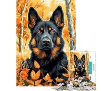 Puzzle da 1000 pezzi per adulti regalo pastore tedesco in autunno gioco rompicapo vacanza a casa per passare il tempo regalo di compleanno regali (Dimensioni 38x26cm)